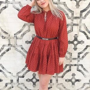 Rusty Orange Eyelet Dress